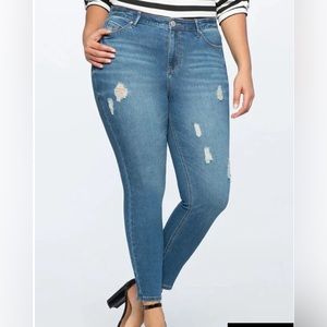 ELOQUII Classic Fit Peach Lift Distressed Skinny Jean